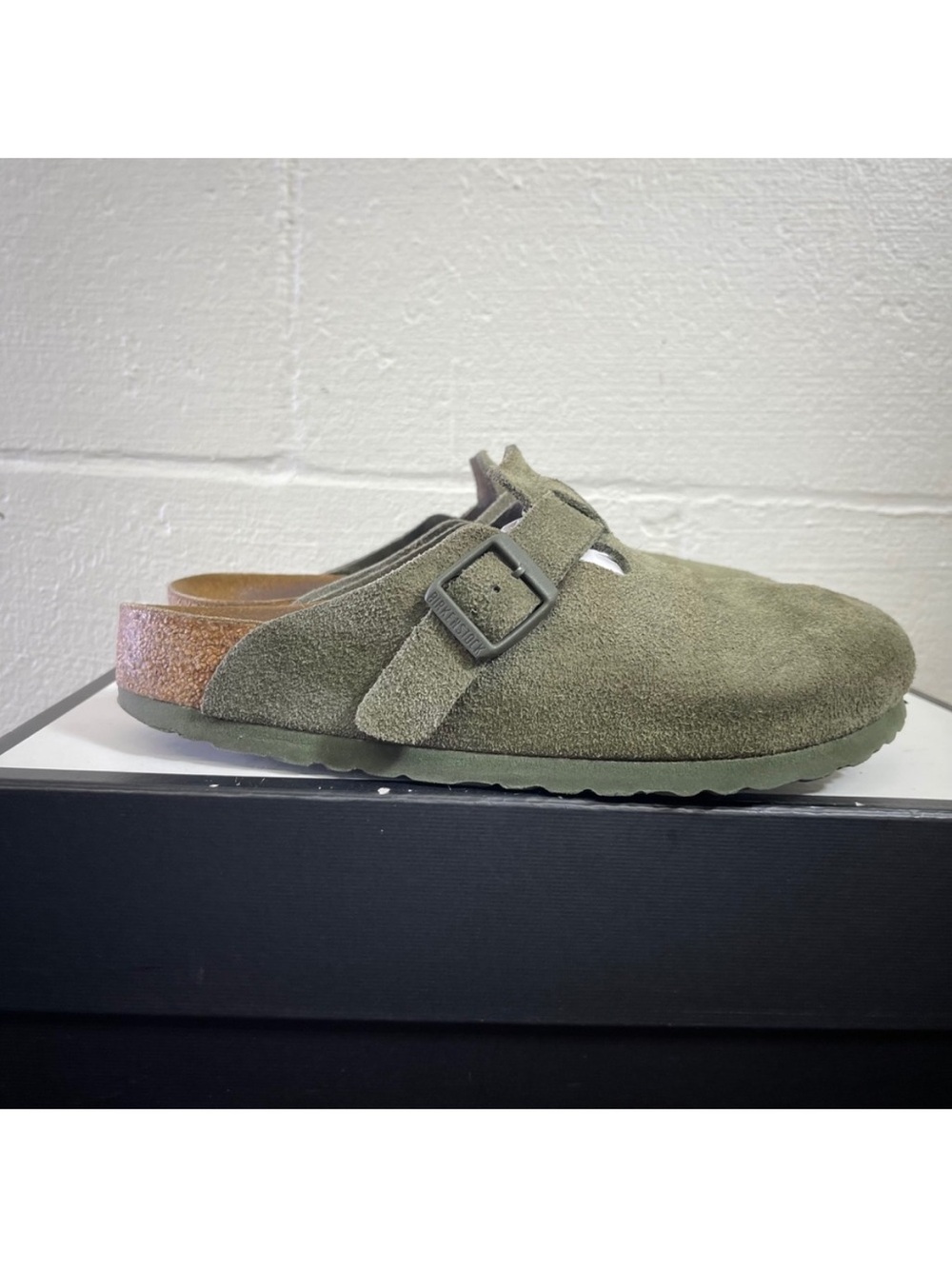 Birkenstock Boston Suede Leather Slip-on Clogs - Thyme